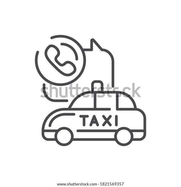 Call driver black line icon. Online mobile\
application order taxi service. Pictogram for web, mobile app,\
promo. UI UX design\
element.