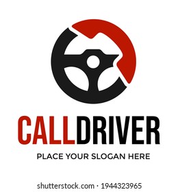 Call driver vector logo template. This design use telephone symbol. Suitable for transportation.