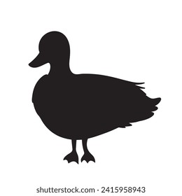 Call duck silhouette shadow vector icon illustration isolated on white square background. Simple flat black and white colored drawing.