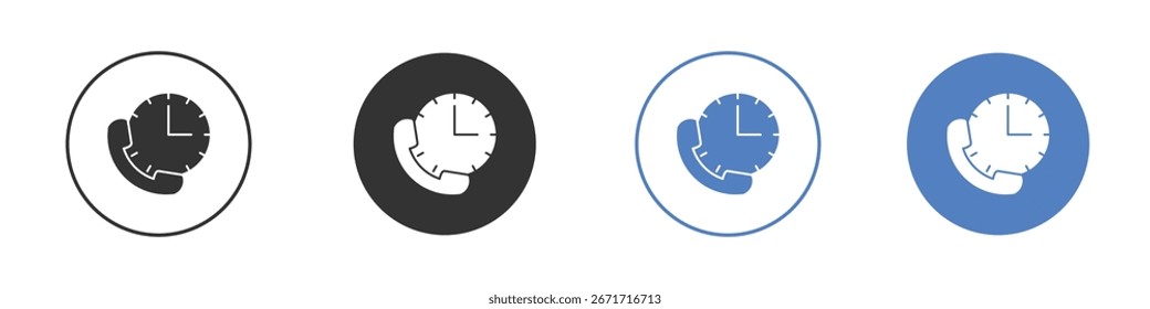 Colección del icono de la duración de la llamada para el App en colores negro y azul