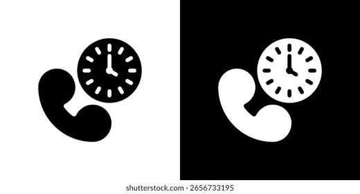 Icono de duración de llamada en conjunto de Vector sólido negro plano
