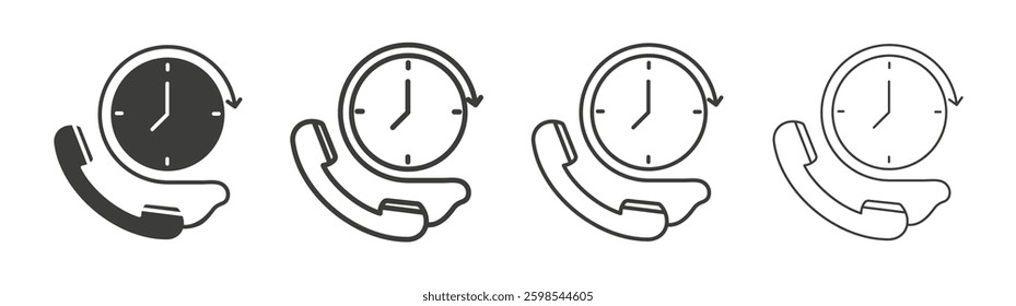 Call duration line icon vector illustration set.