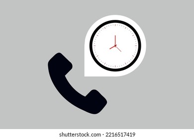 Call duration vector icon with phone and clock vector