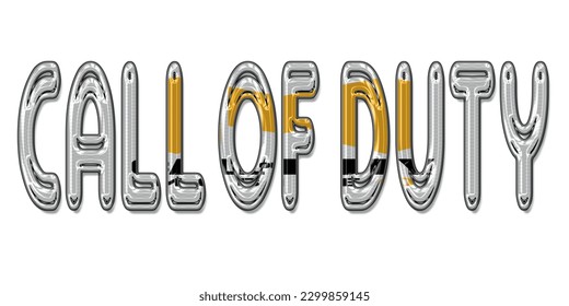 CALL OF DUTY text font, GAMES MOBILE symbol background, ribbon typography lettering logo label banner, 3D colorful background, vector illustration