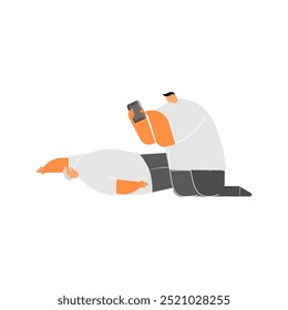 Call for the emergency medical help cartoon character.