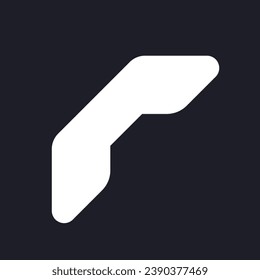 Call ended dark mode glyph ui icon. Finish call. Dial via messenger. User interface design. White silhouette symbol on black space. Solid pictogram for web, mobile. Vector isolated illustration