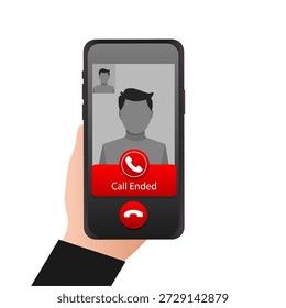 Chamada Encerrada na Ilustração do Vetor Plano da Tela do Smartphone