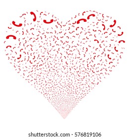 Call fireworks with heart shape. Vector illustration style is flat red iconic symbols on a white background. Object salute constructed from scattered pictograms.