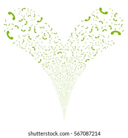 Call fireworks stream. Vector illustration style is flat eco green iconic symbols on a white background. Object double fountain organized from random icons.