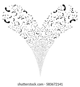 Call fireworks stream. Vector illustration style is flat black iconic symbols on a white background. Object double fountain combined from random design elements.