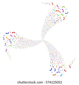 Call fireworks swirl rotation. Vector illustration style is flat bright multicolored iconic symbols on a white background. Object twirl constructed from random symbols.