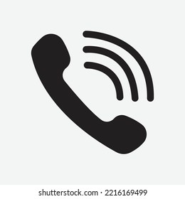 Rufen Sie das flache Icon Telefonsymbol für die Vektorgrafik auf. Rufen Sie das Symbol im trendigen, flachen Stil einzeln auf grauem Hintergrund auf. Symbol-Logo aufrufen, 