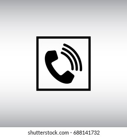 Call flat vector icon. Call isolated vector sign. Incoming call square button illustration.