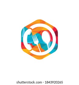 Llamar al diseño del logotipo del vector de comida. Concepto del logotipo del servicio de entrega de alimentos.