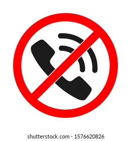 Call forbidden vector sign. No call sign on white background. No handset icon isolated