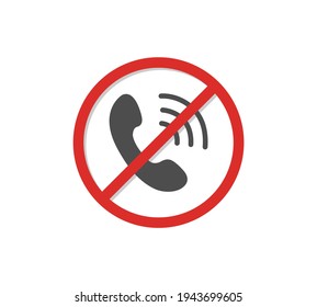 Call forbidden vector sign. No call sign. No handset icon. No phone calls. Symbol with flat style.