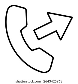 design de ícone de linha de avanço de chamada. ilustração vetorial de símbolo de contorno preto fino de avanço de chamada. ícone de traçado editável em plano de fundo transparente.