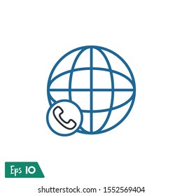 call and globe icon international call symbol logo template design element