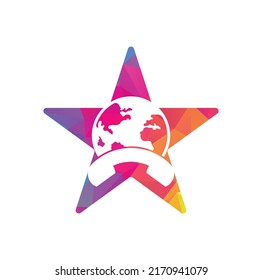 Call Globe Star Shape Concept Icon Stock Vector (Royalty Free Call Globe Star Shape Concept Icon Stock Vector (Royalty Free
