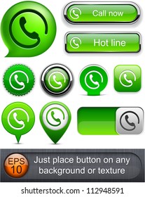 Call green web buttons for website or app. Vector eps10.