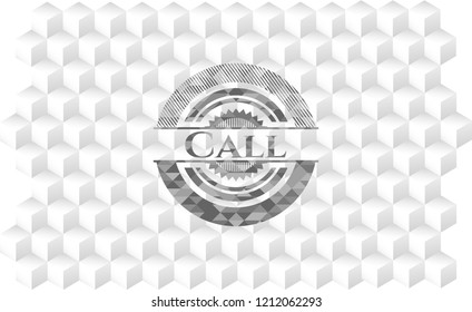 Call grey emblem with cube white background