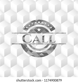 Call grey emblem. Vintage with geometric cube white background