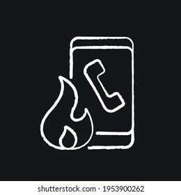 Call for help in case of fire chalk icon. Firefighters. Rescue service. Thin line customizable illustration. Contour symbol. Vector isolated outline drawing.