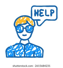 call for help doodle icon sketch vector. call for help sign. isolated symbol illustration
