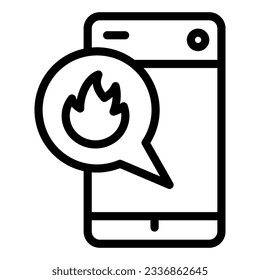 Call for help line icon. Emergency calling through cellphone outline style pictogram on white background. Smartphone Ignition for mobile concept and web design. Vector graphics