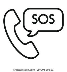 Vector de contorno del icono de rescate de ayuda de llamada. Ayuda de seguridad. Protección del transporte