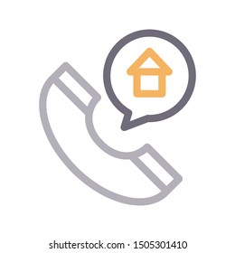 call home chat colour line vector icon