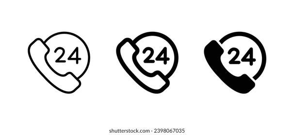 Call icon with 24 hours icon vector illustration for web, ui, and mobile apps