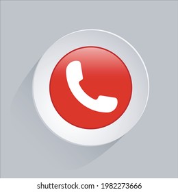 Call icon. 3d vector red and white button. business icon for websites and apps.