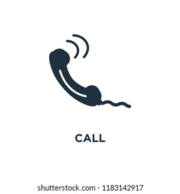 Call icon. Black filled vector illustration. Call symbol on white background. Can be used in web and mobile.