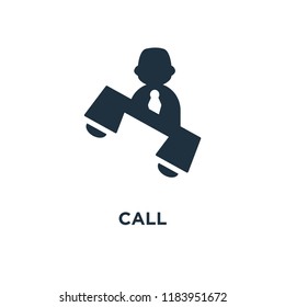 Call icon. Black filled vector illustration. Call symbol on white background. Can be used in web and mobile.