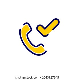 Call icon with check sign. Call icon and approved, confirm, done, tick, completed concept. Vector icon