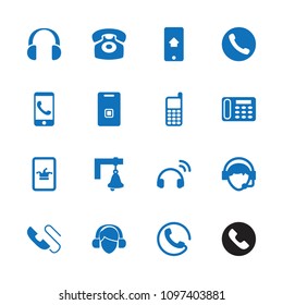 Call icon. collection of 16 call filled icons such as poker on phone, desk phone, operator, door ringer, bell. editable call icons for web and mobile.