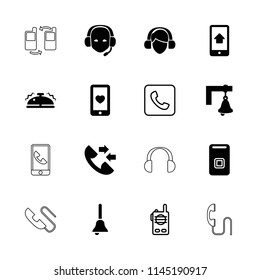 Call icon. collection of 16 call filled and outline icons such as heart mobile, home on phone display, bell, walkie talkie, support. editable call icons for web and mobile.