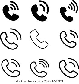 Call icon collection set on white background color