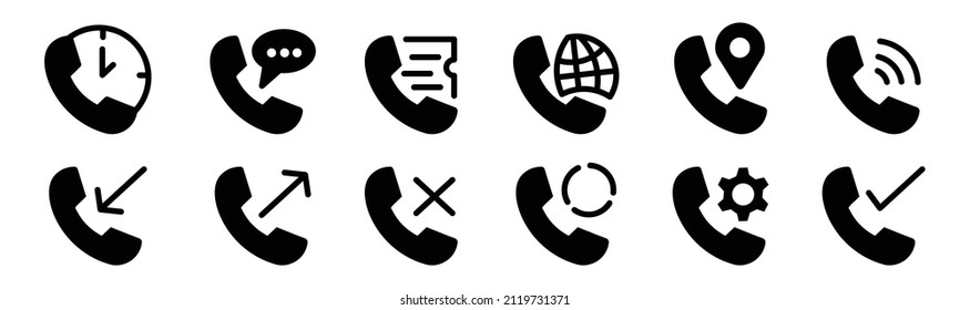 Call icon contact us logo of main mobile app. Black linear icon symbol phone mobile  out incoming