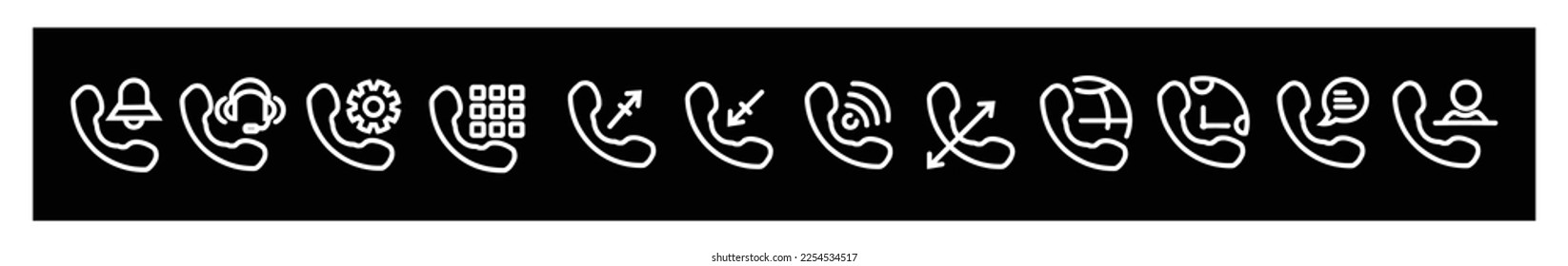 Call icon contact us logo of main mobile app. Black linear icon symbol phone mobile  out incoming,icons for design on black background