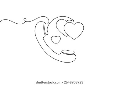 Call icon continuous one line drawing minimalist style outline isolated vector illustration