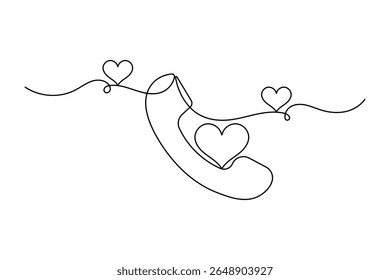 Call icon continuous one line drawing minimalist style outline isolated vector illustration