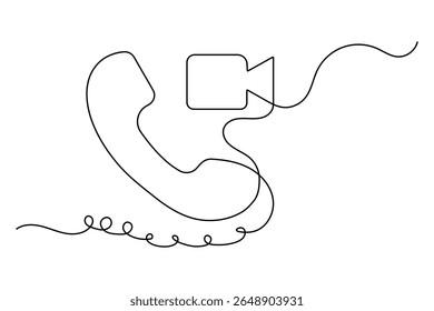 Call icon continuous one line drawing minimalist style outline isolated vector illustration