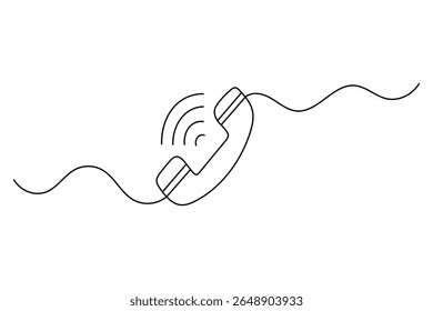 Call icon continuous one line drawing minimalist style outline isolated vector illustration