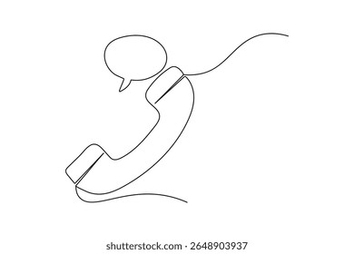 Call icon continuous one line drawing minimalist style outline isolated vector illustration