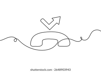 Call icon continuous one line drawing minimalist style outline isolated vector illustration