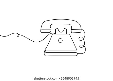 Call icon continuous one line drawing minimalist style outline isolated vector illustration