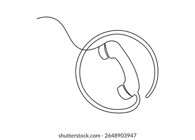 Call icon continuous one line drawing minimalist style outline isolated vector illustration