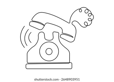 Call icon continuous one line drawing minimalist style outline isolated vector illustration